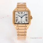 GF Factory Cartier Santos de 35.1mm Copy Watch Rose Gold with Quick-release strap